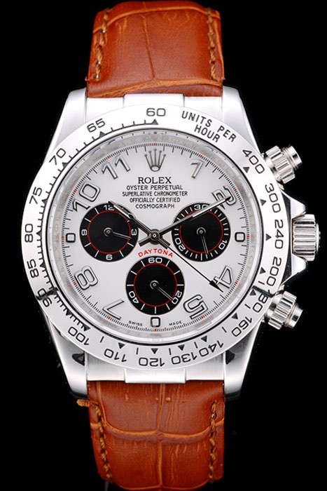 inercia torneo calcular Rolex Daytona Stainless Steel Case White Dial Brown Leather Strap